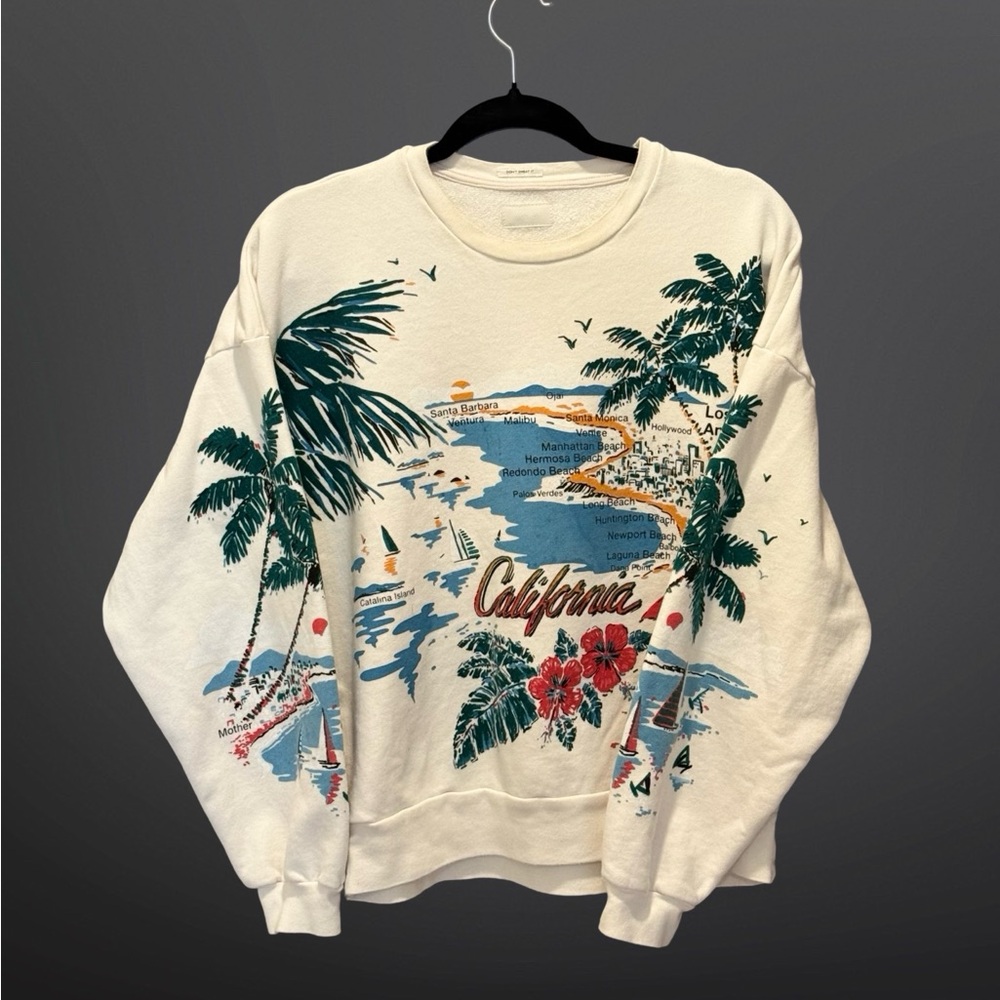 MOTHER California Graphic Cream Crewneck Sweater
